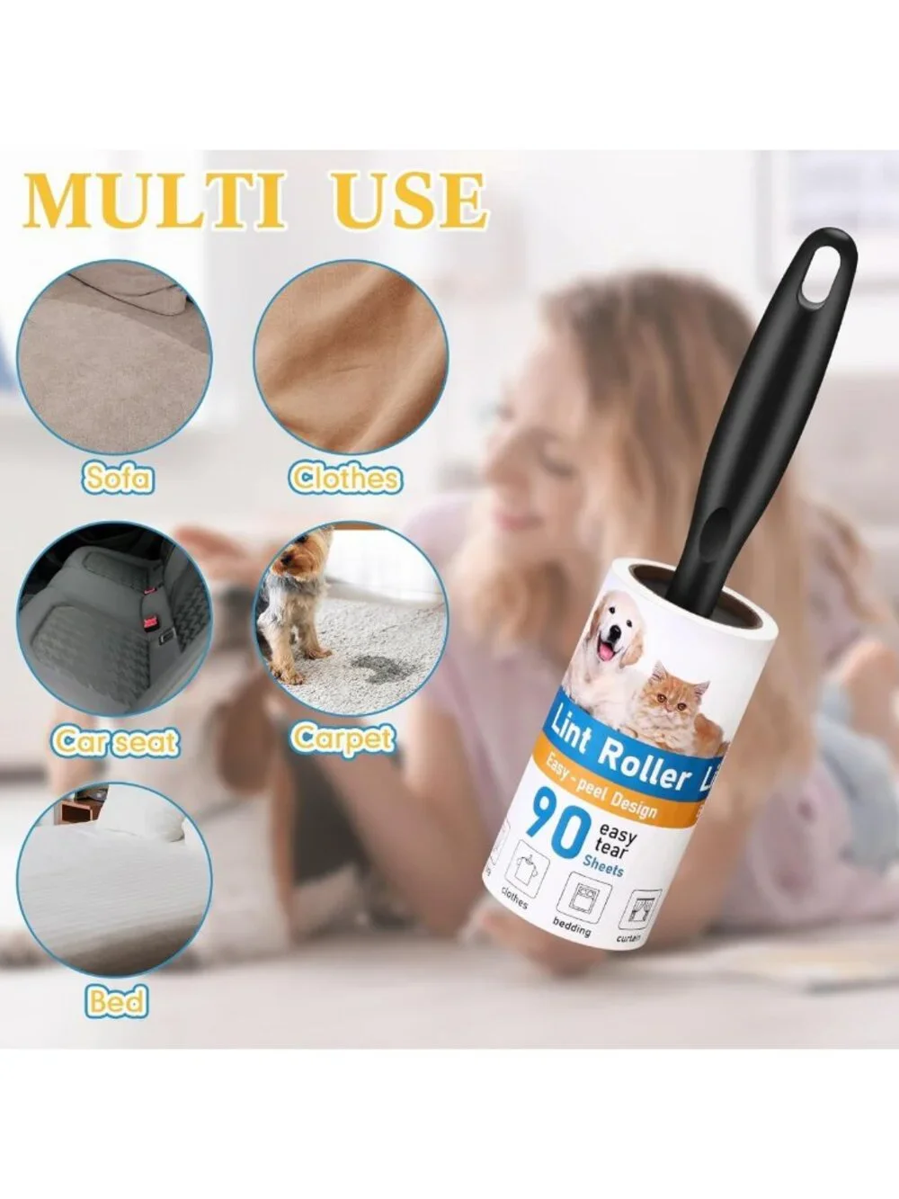 Extra Sticky Lint Rollers for Pet Hair - 2700 Sheets, Portable Remover with 10